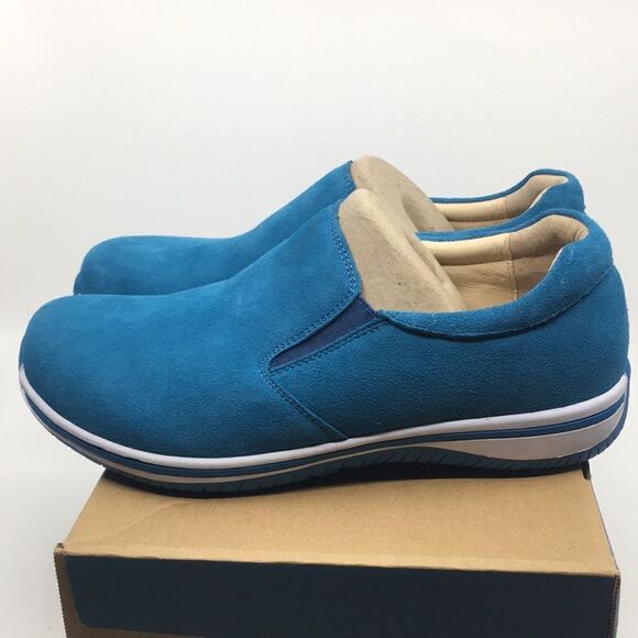 NIB Alegria Aaron Blue Suede Slip On Shoes - Size 43 EU 9.5 US (W US 13) - Picture 7 of 16